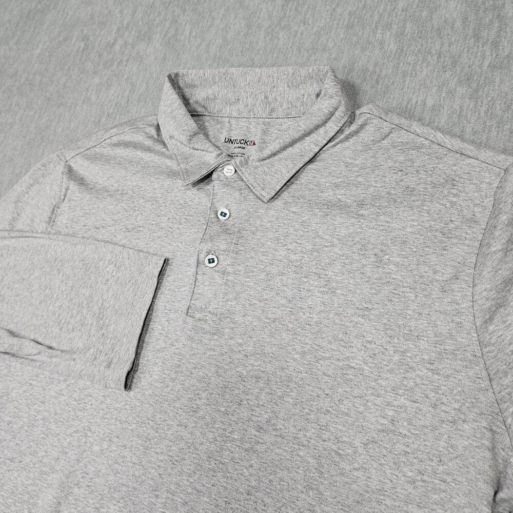 UNTUCKit Polo Shirt Mens XL Heather Gray Long Sleeve Regular Fit